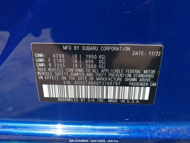 Subaru na 2023 4S3GTAB66P3706797 Image 9