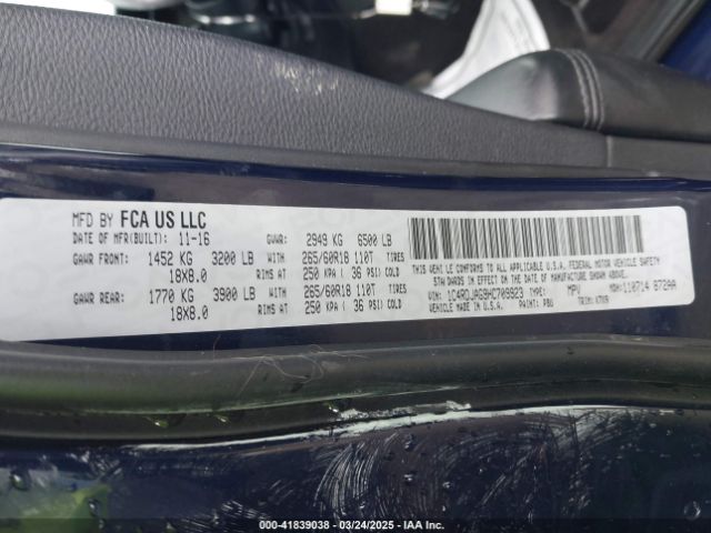 1C4RDJAG9HC709923 Dodge Durango Sxt Awd