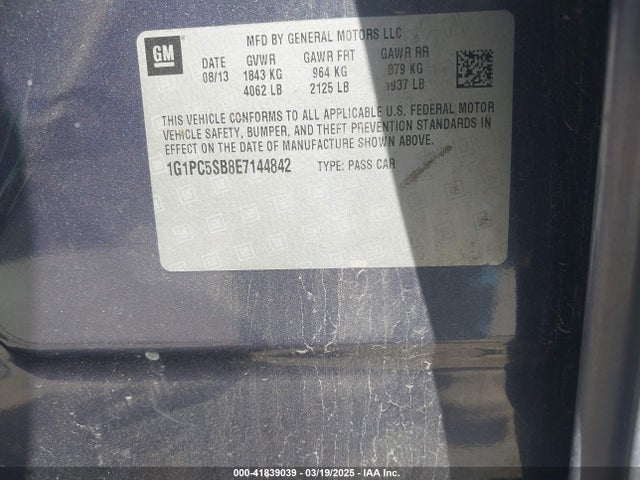 1G1PC5SB8E7144842 Chevrolet Cruze 1lt Auto