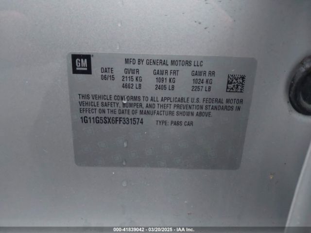 1G11G5SX6FF331574 Chevrolet Malibu 2lz