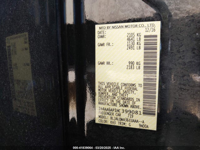 Nissan 2017 2017 1N4AA6AP1HC399081 Image 9