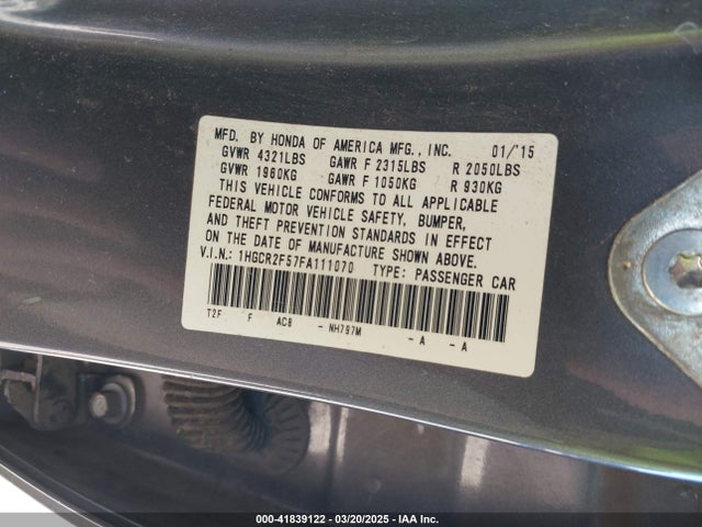 1HGCR2F57FA111070 Honda Accord Sport
