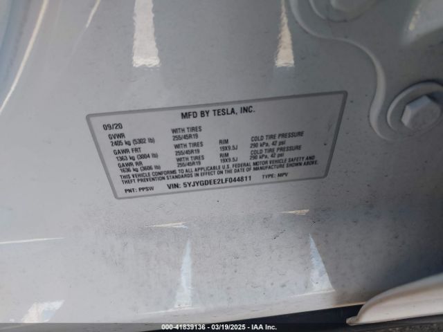 5YJYGDEE2LF044811 Tesla Model Y Long Range Dual Motor All-wheel Drive