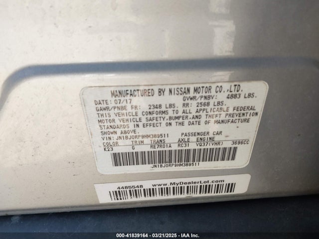 JN1BJ0RP9HM389511 Infiniti QX50