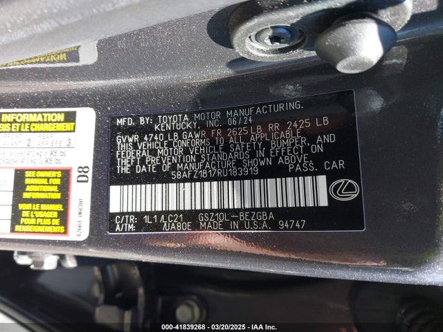 58AFZ1B17RU183919 Lexus Es 350 Ultra Luxury