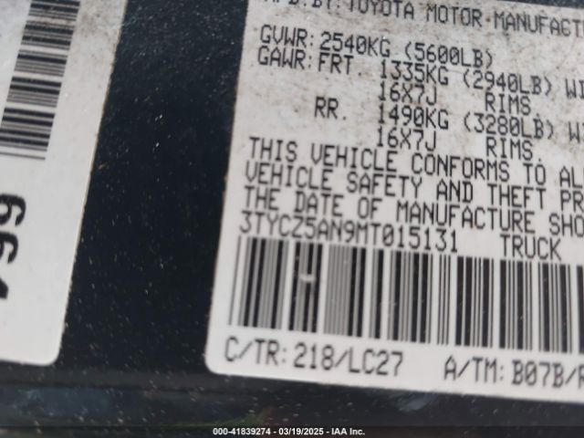 3TYCZ5AN9MT015131 Toyota Tacoma Trd Off-road