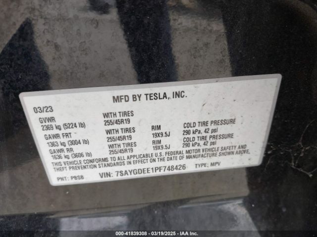 7SAYGDEE1PF748426 Tesla Model Y Awd/long Range Dual Motor All-wheel Drive