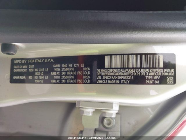 2017 FIAT 500X ZFBCFXAH1HP552315 Photo 8
