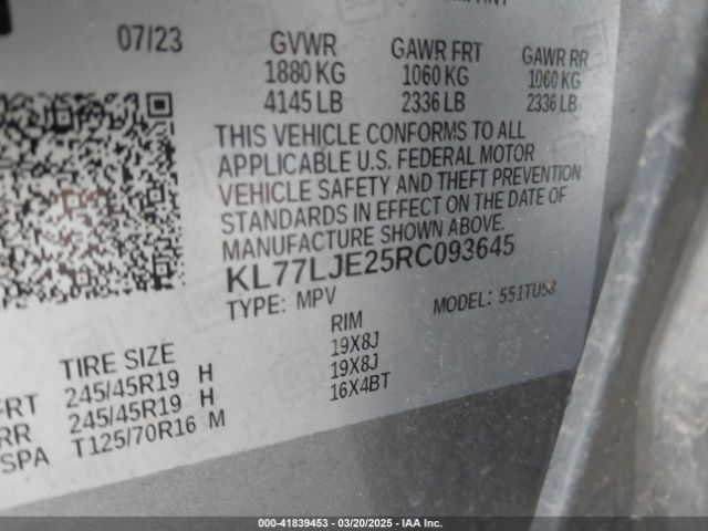 KL77LJE25RC093645 Chevrolet Trax Fwd 2rs