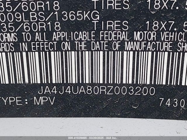 JA4J4UA80RZ003200 Mitsubishi Outlander Es 2.5 S-awc