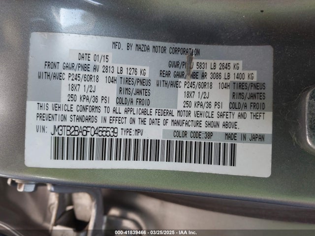 JM3TB2BA6F0455539 Mazda CX-9 SPORT