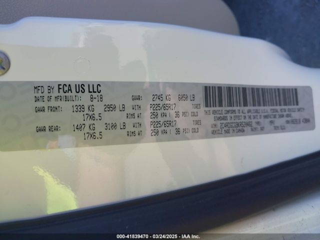 2C4RDGCG9KR520462 Dodge Grand Caravan Sxt