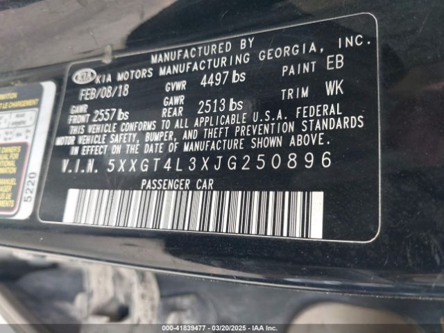 5XXGT4L3XJG250896 KIA Optima Lx