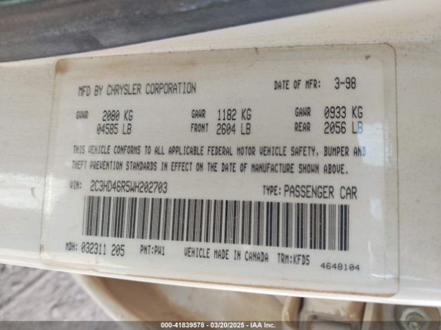 1998 CHRYSLER CONCORDE 2C3HD46R5WH202703 Photo 8