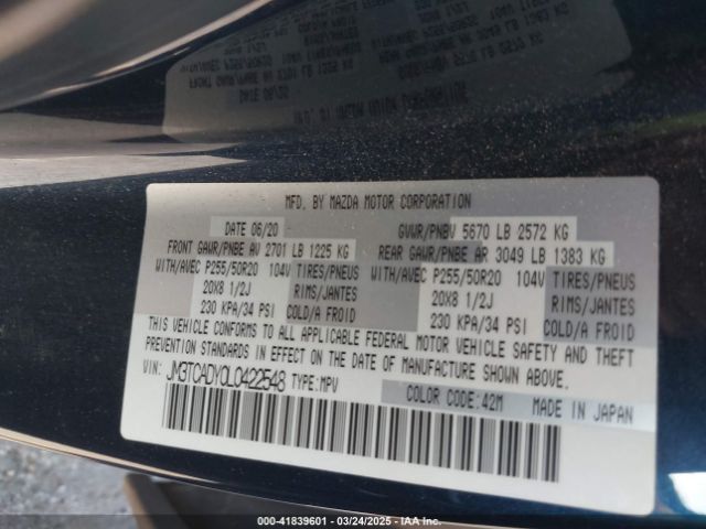 JM3TCADY0L0422548 Mazda Cx-9 Grand Touring
