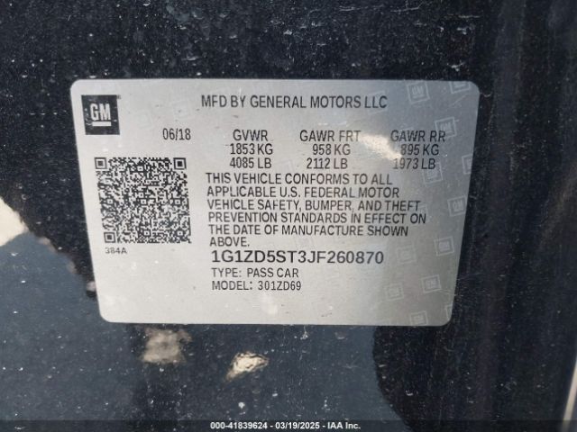 1G1ZD5ST3JF260870 Chevrolet MALIBU LT