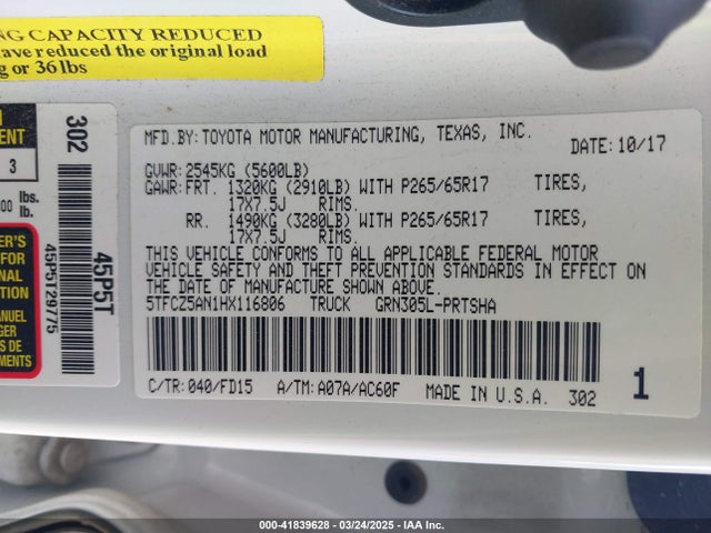 5TFCZ5AN1HX116806 Toyota Tacoma Trd Sport