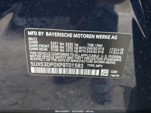 2023 BMW X3 5UX53DP0XP9T01583 Photo 8