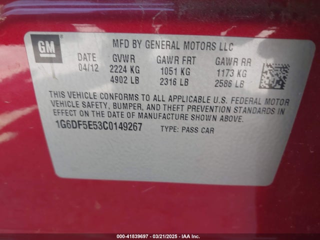 2012 CADILLAC CTS 1G6DF5E53C0149267 Photo 8