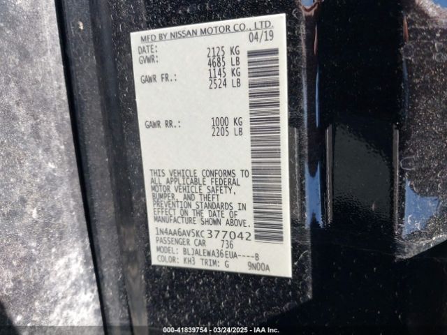 1N4AA6AV5KC377042 Nissan Maxima 3.5 Sl
