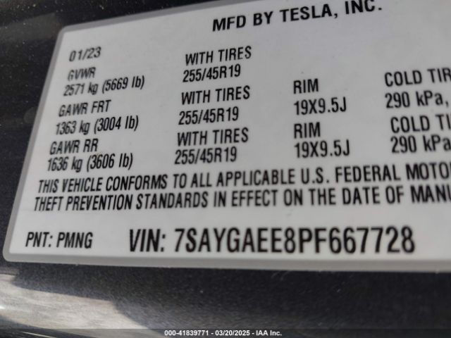7SAYGAEE8PF667728 Tesla Model Y Awd/long Range Dual Motor All-wheel Drive
