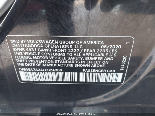 1VWWA7A34LC024309 Volkswagen Passat 2.0t Se