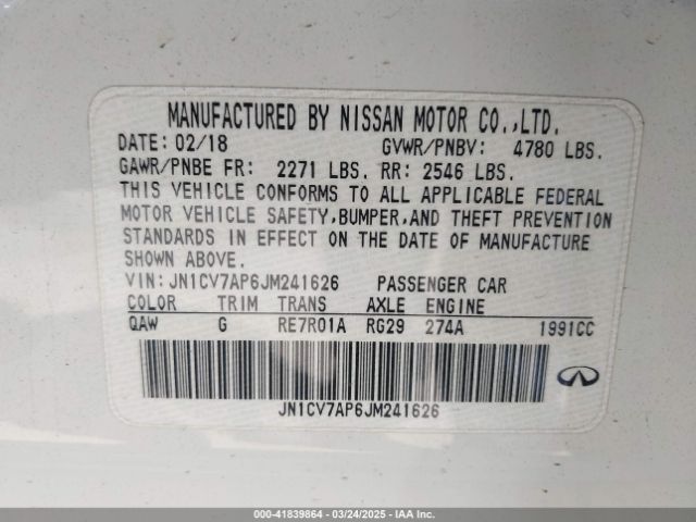JN1CV7AP6JM241626 Infiniti 2018