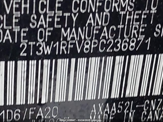 2T3W1RFV8PC236871 Toyota Rav4 Xle