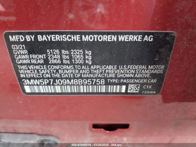 3MW5P7J09M8B95758 BMW 3 Series 330e