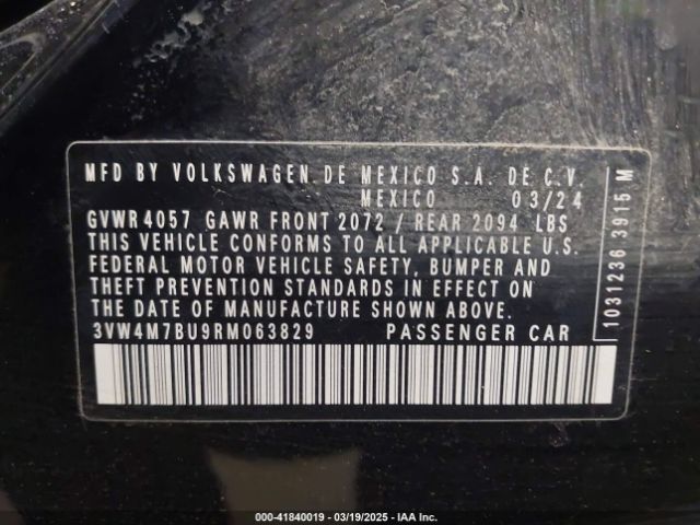 3VW4M7BU9RM063829 Volkswagen Jetta 1.5t S