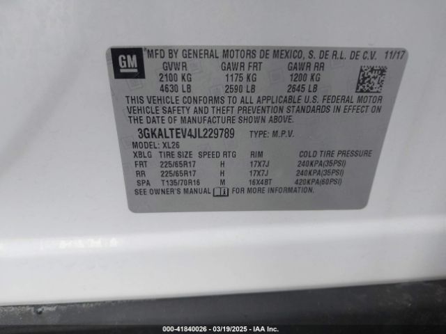 3GKALTEV4JL229789 GMC Terrain Sle