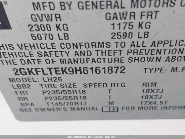2GKFLTEK9H6161872 GMC Terrain Sle-2