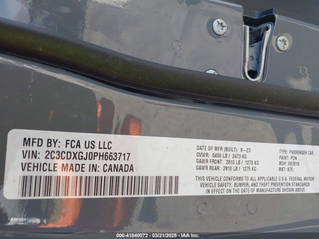 2C3CDXGJ0PH663717 Dodge Charger Scat Pack Widebody