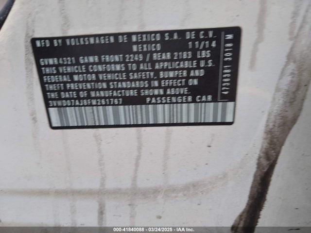 3VWD07AJ8FM261767 Volkswagen Jetta 1.8t Se