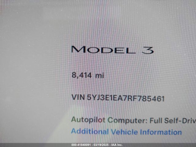 5YJ3E1EA7RF785461 Tesla Model 3 Long Range Dual Motor All-wheel Drive/rear-wheel Drive