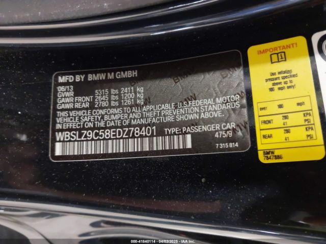 WBSLZ9C58EDZ78401 BMW M6