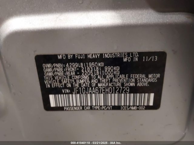 JF1GJAA67EH012729 Subaru Impreza 2.0i