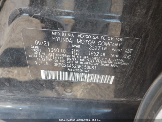 3KPC24A62NE158081 Hyundai ACCENT SE