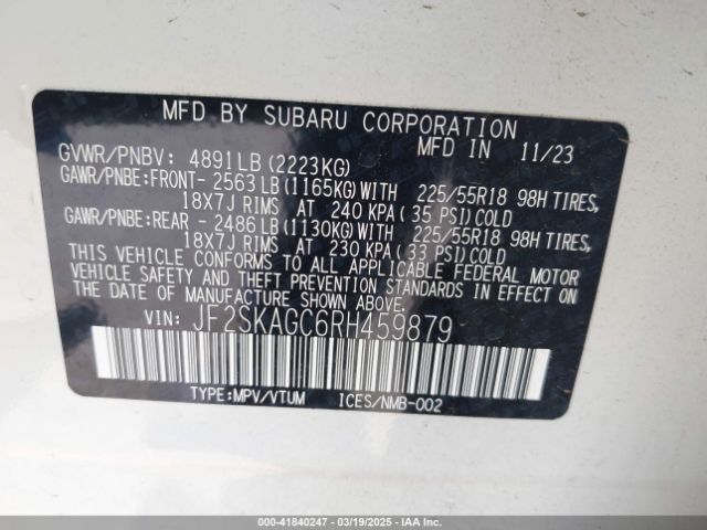 JF2SKAGC6RH459879 Subaru Forester Sport