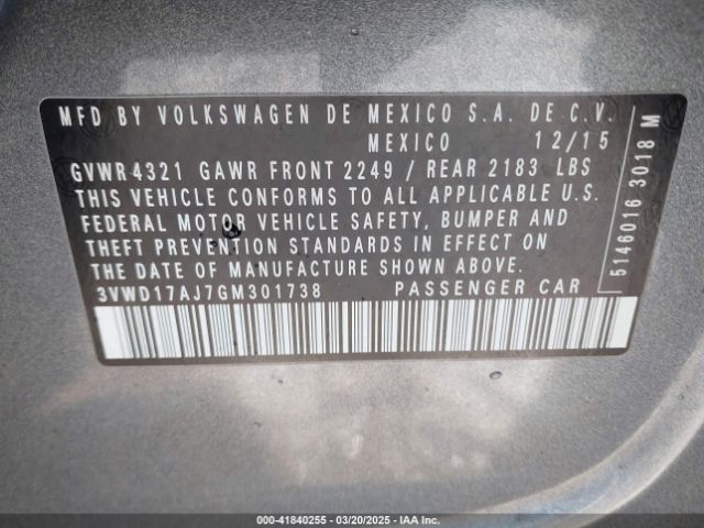 3VWD17AJ7GM301738 Volkswagen Jetta 1.8t Sport