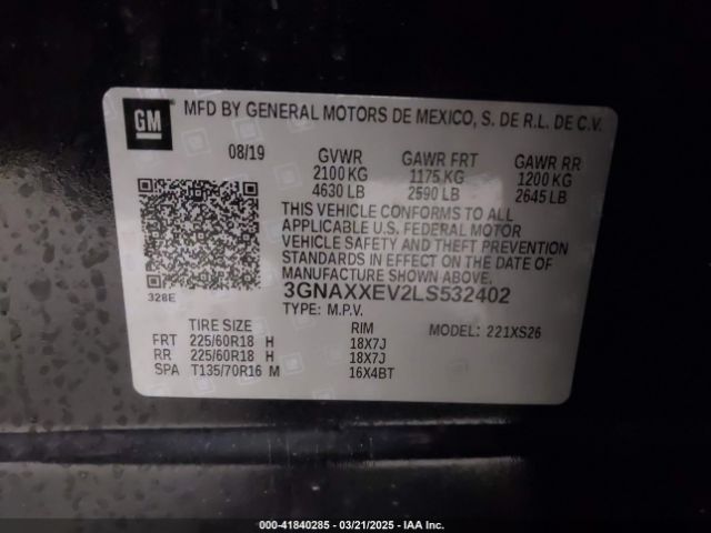 2020 CHEVROLET EQUINOX 3GNAXXEV2LS532402 Photo 8