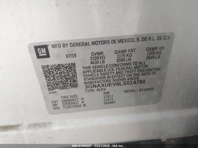 3GNAXUEV6LS514791 Chevrolet Equinox Awd Lt 1.5l Turbo