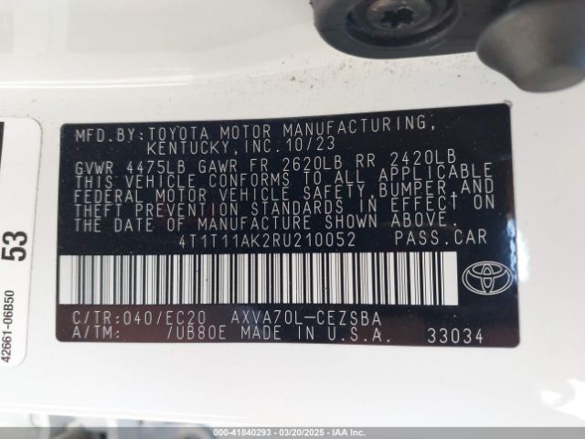 4T1T11AK2RU210052 Toyota Camry Se Nightshade