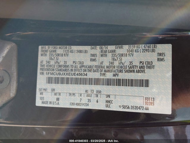 1FMCU9JXXEUE45634 Ford Escape Titanium