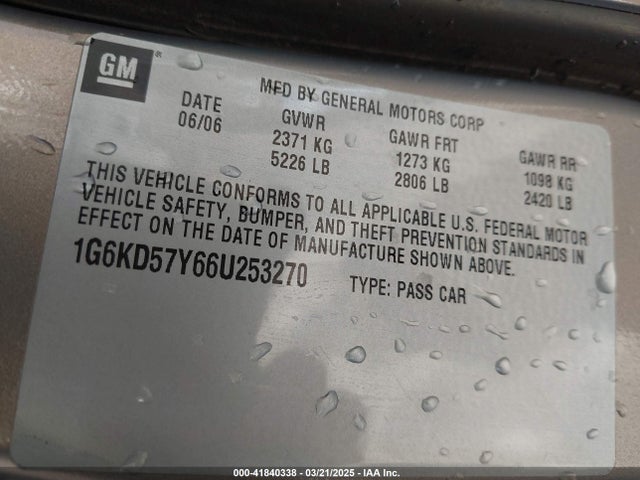 2006 CADILLAC DTS 1G6KD57Y66U253270 Photo 8