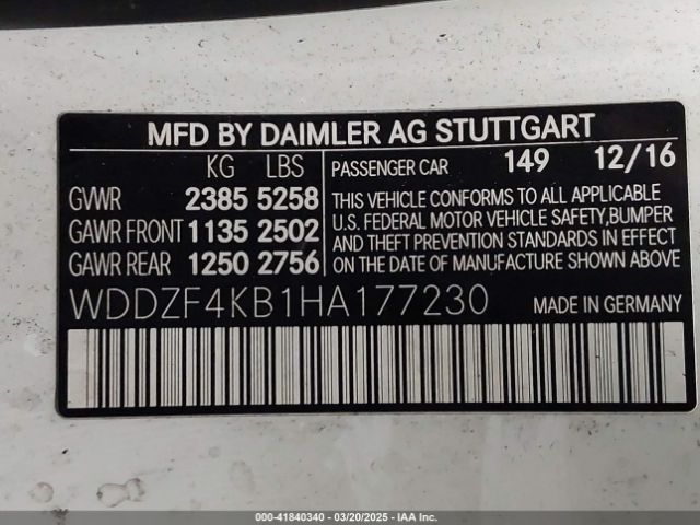 WDDZF4KB1HA177230 Mercedes-Benz E 300 4matic