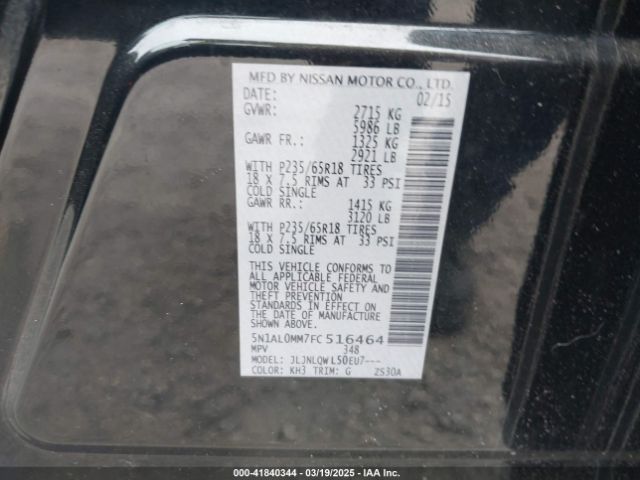 5N1AL0MM7FC516464 Infiniti QX60