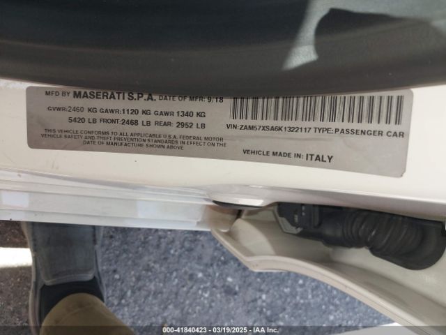 2019 MASERATI GHIBLI ZAM57XSA6K1322117 Photo 8