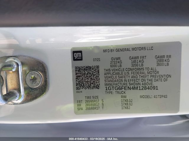 1GTG6FEN4M1284091 GMC Canyon 4wd  Short Box At4 - Leather