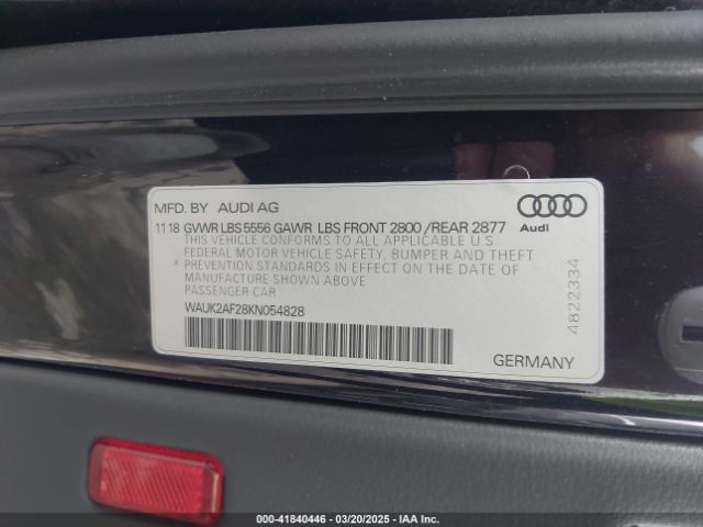 WAUK2AF28KN054828 Audi A6 55 Premium